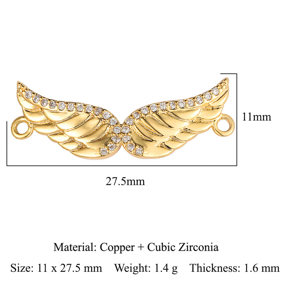 Accesorios de conexión de cobre y circonita con forma de pluma de ojo del árbol de la vida 