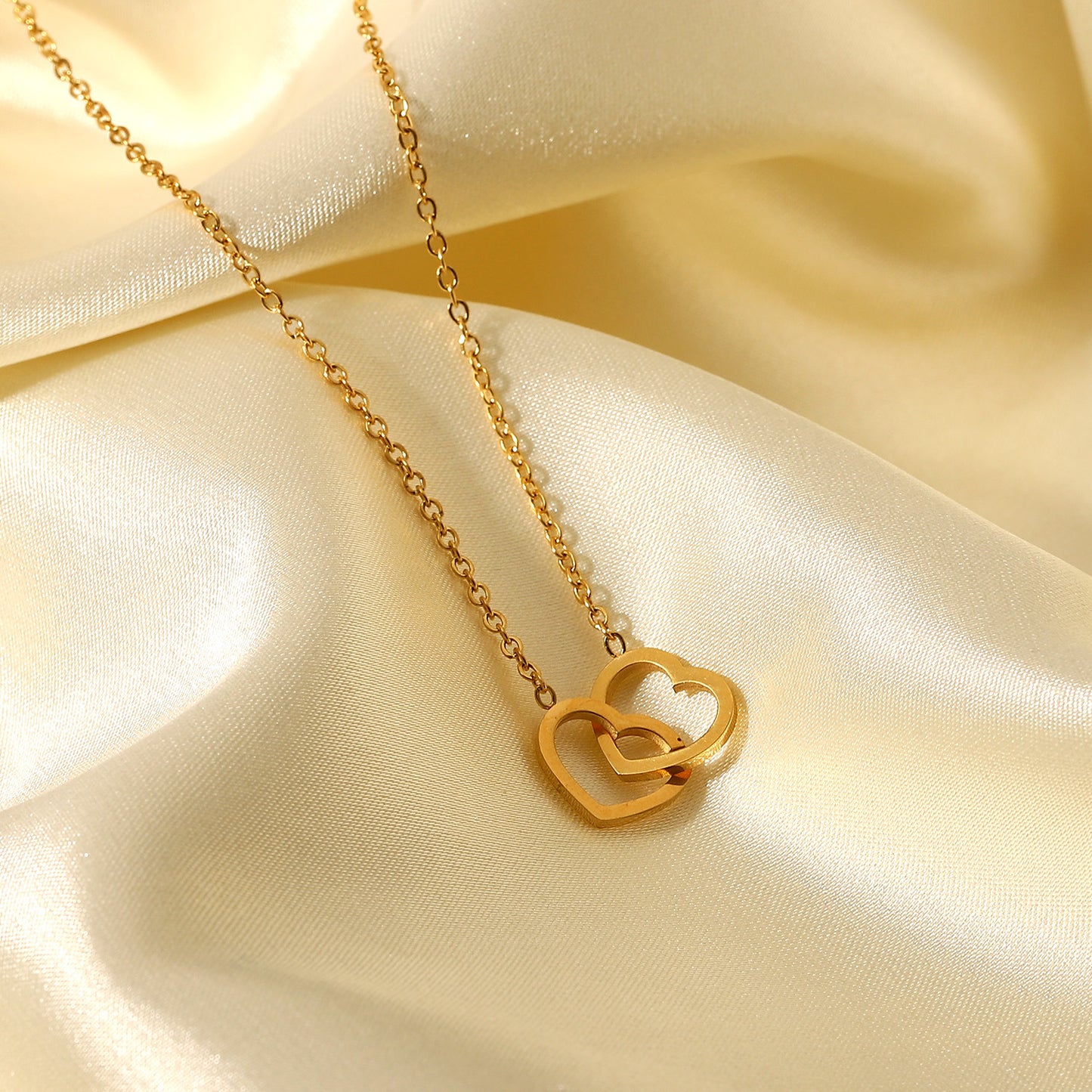 Double Heart Ring Necklace