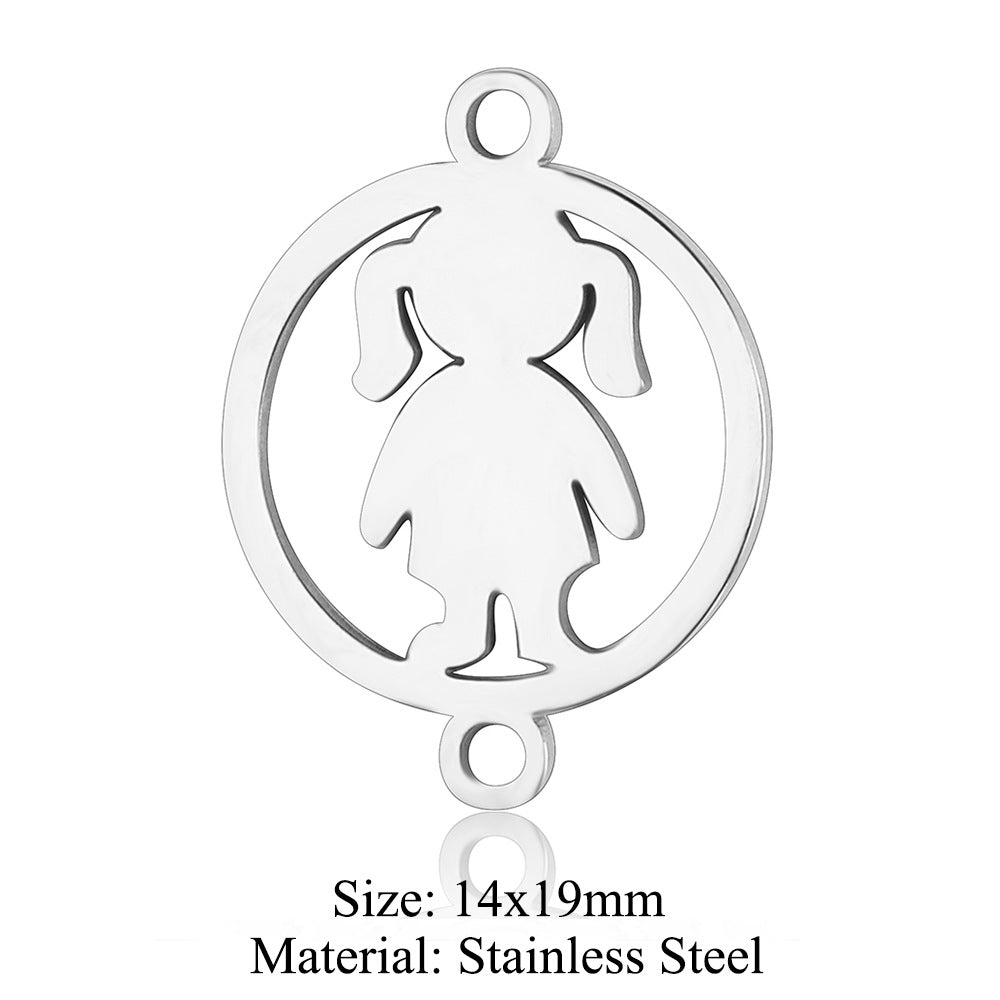 5 pcs/titanium steel jewelry pendant family baby feet