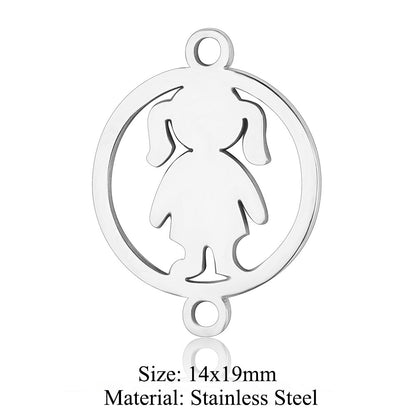 5 pcs/titanium steel jewelry pendant family baby feet