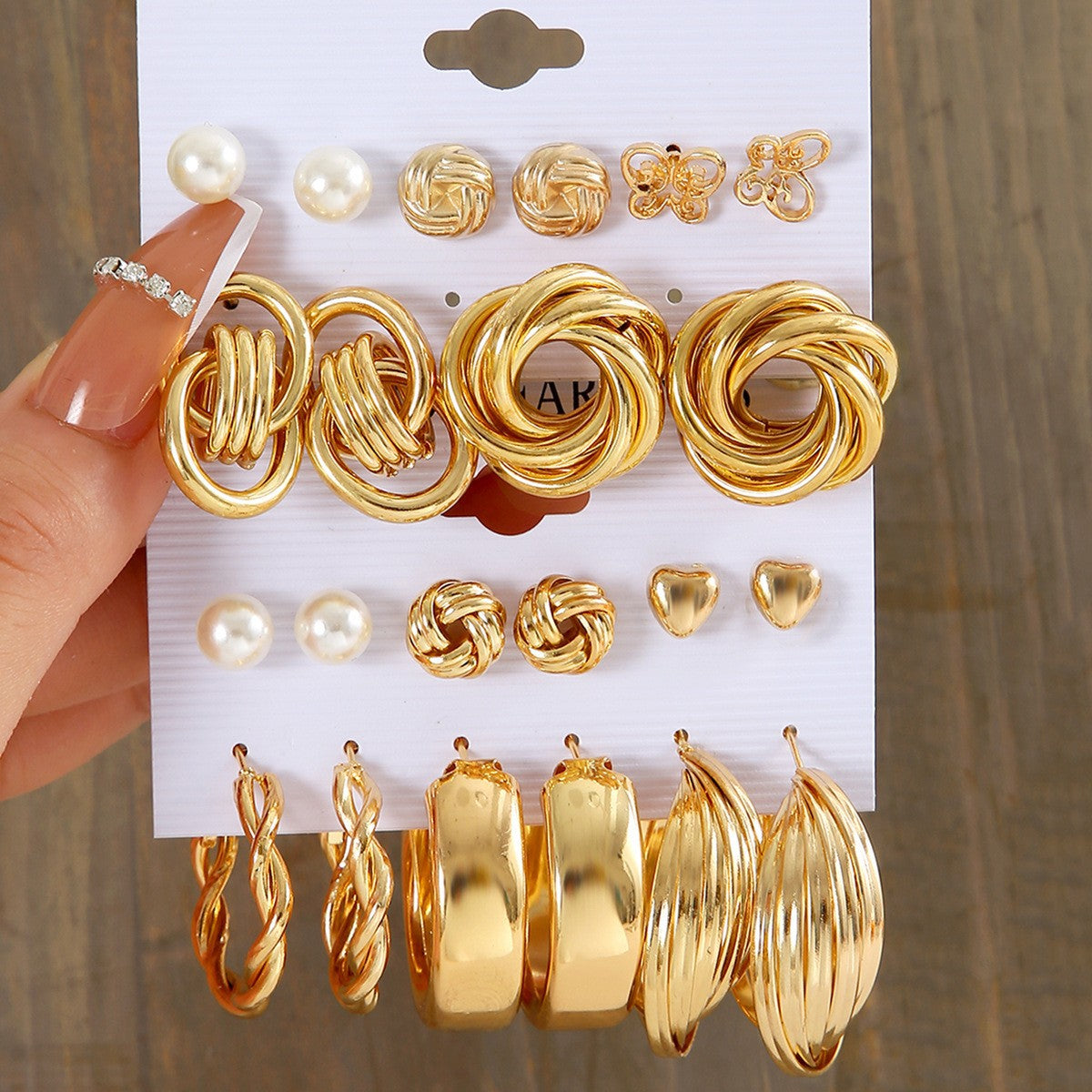 Cross-border hot-selling earrings set European and American ins style metal geometric twist earrings combination earrings