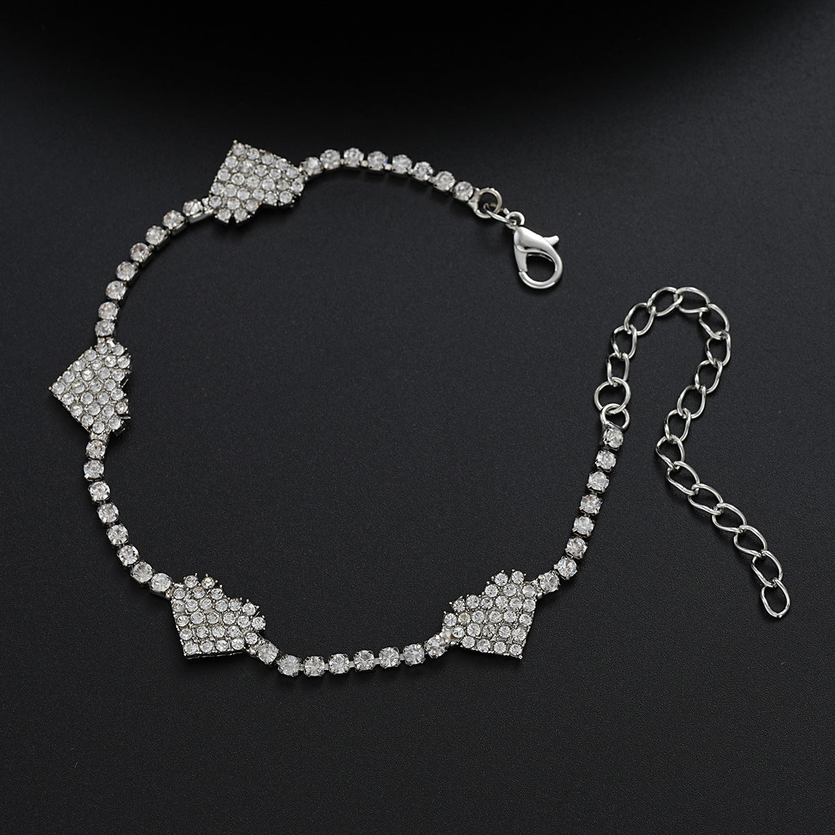 Rhinestone Peach Heart Anklet