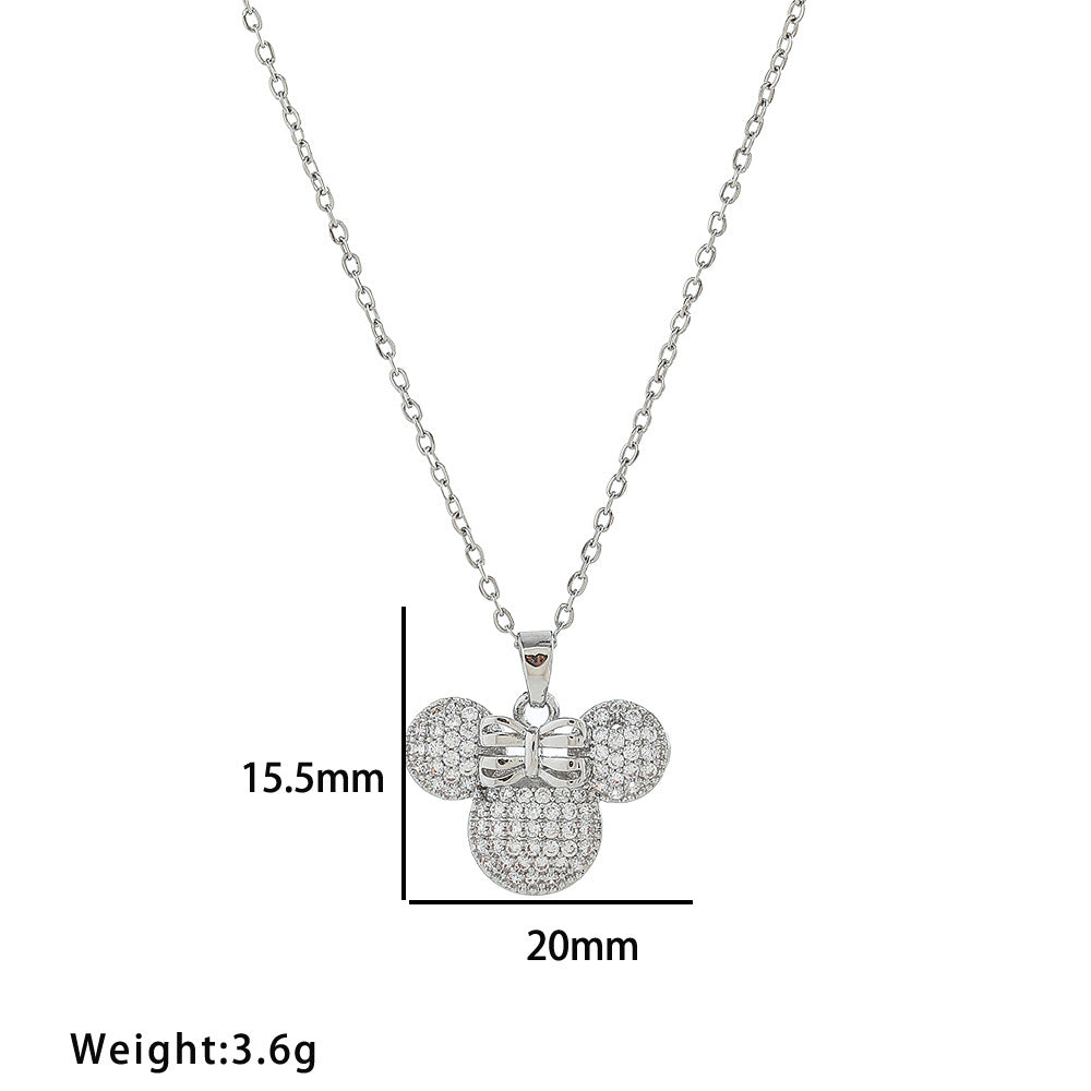 Conjunto de joias de mouse fofo em aço titânio 
