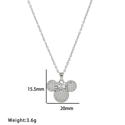 Conjunto de joias de mouse fofo em aço titânio 