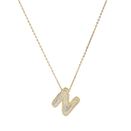 fashion A-Z Copper Zircon Letter Necklace Pendant