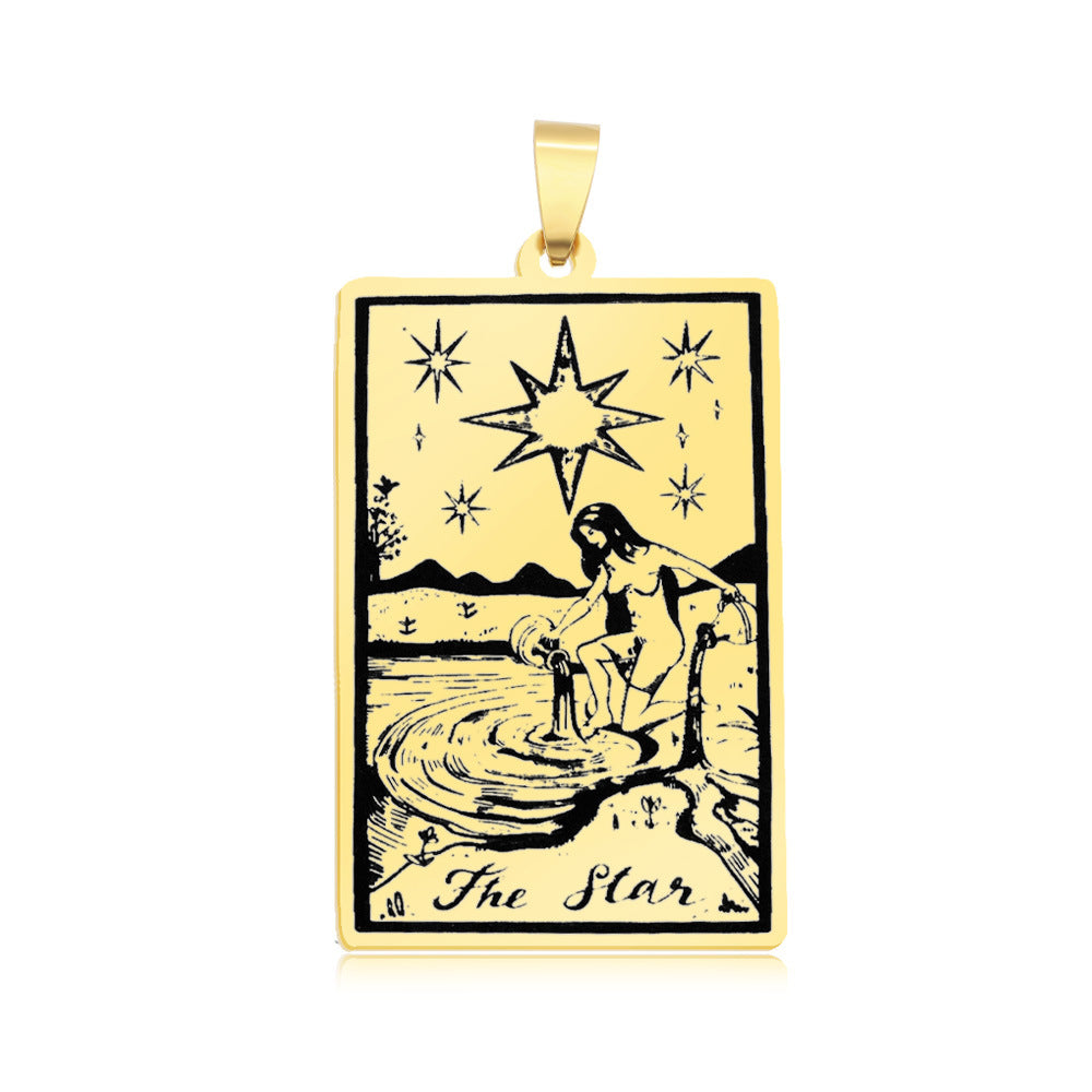 5 pcs/pack, gold tarot titanium steel pendant.