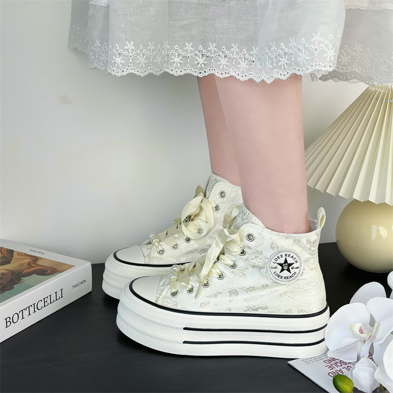 Chinese style thick-soled casual height-increasing sneakers