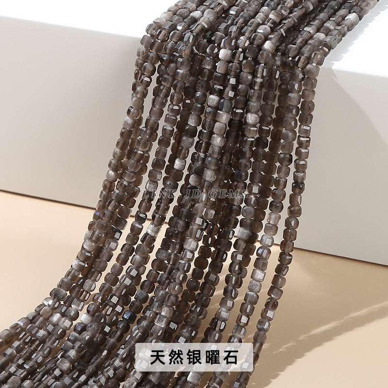 2Mm natural crystal cut sugar cube loose beads