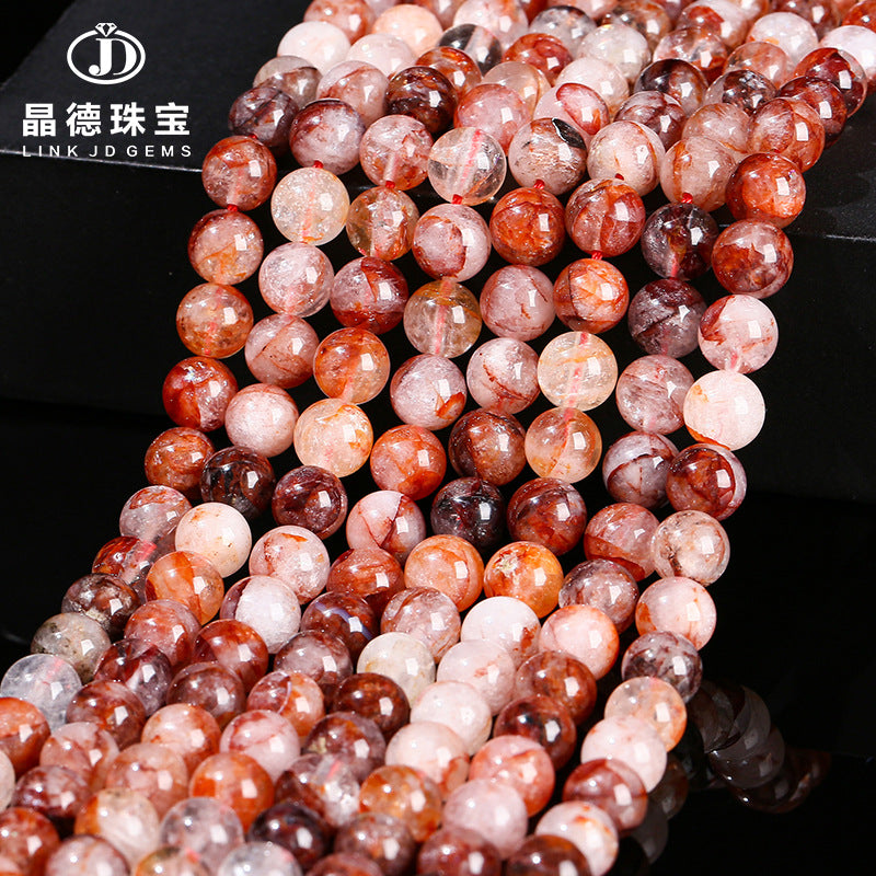 Perlas sueltas de cristal con forma de flor de pegamento rojo 
