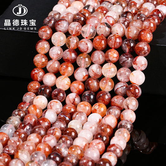 Perlas sueltas de cristal con forma de flor de pegamento rojo 