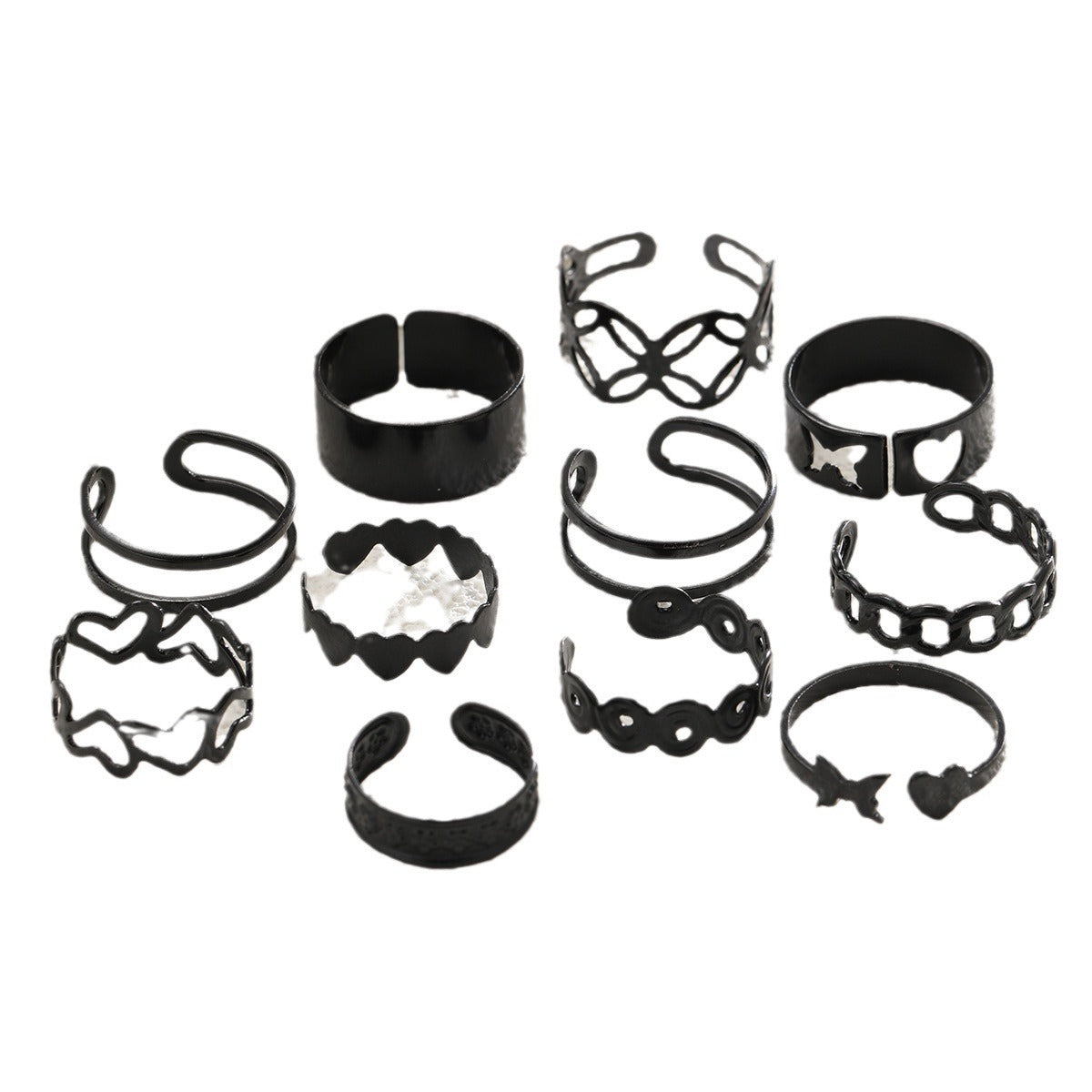 Hollow Butterfly Ring Set