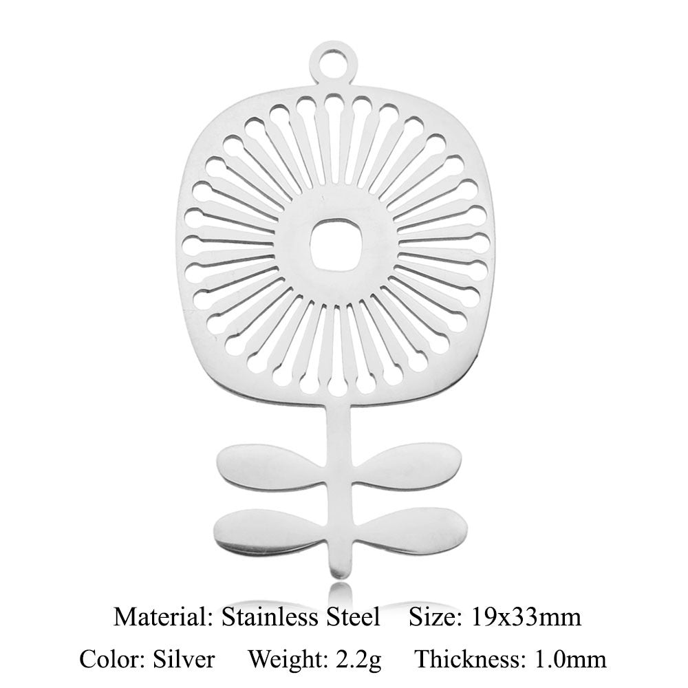 5 pcs/pack, mushroom flower titanium steel pendant.