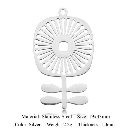 5 pcs/pack, mushroom flower titanium steel pendant.