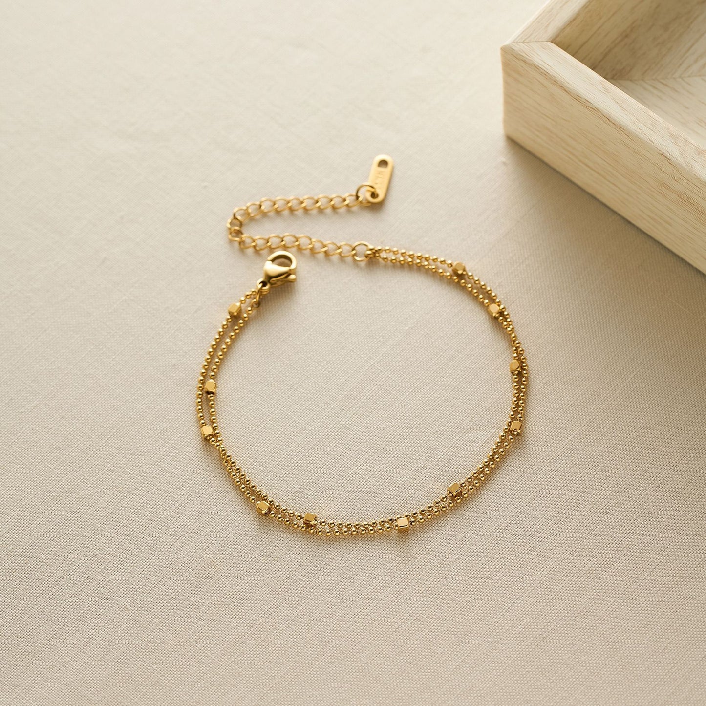 Titanium Steel Beaded Square Bracelet