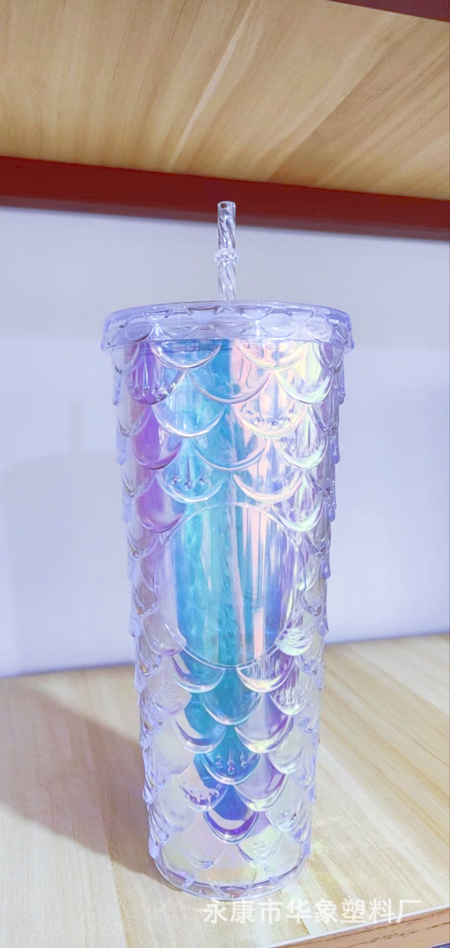 Fish scale cup double straw cup 700ml