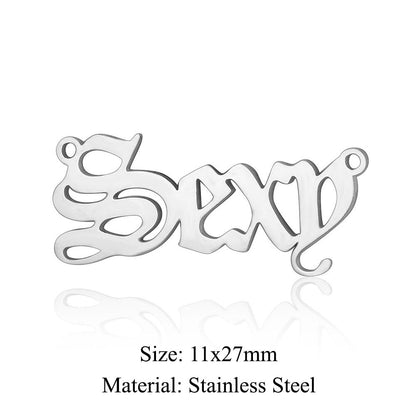 5 pcs/bag English alphabet titanium steel pendant