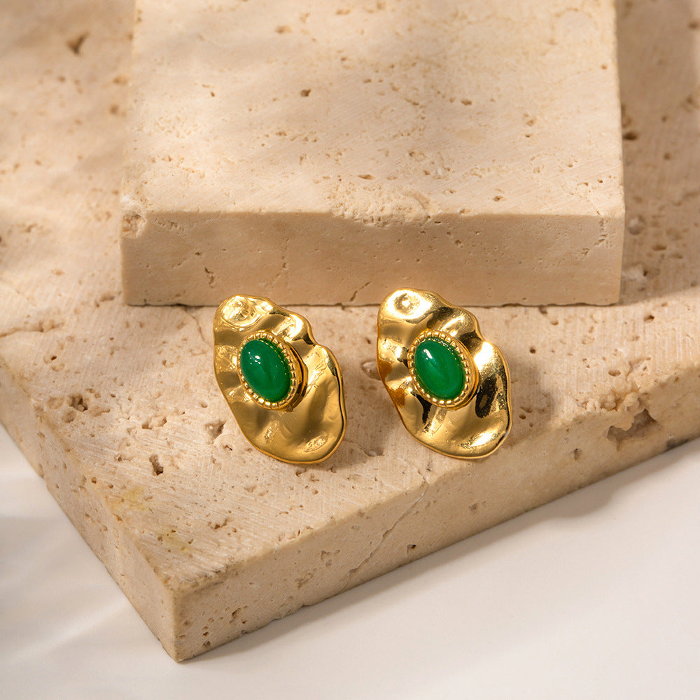 Geometric Emerald Earrings