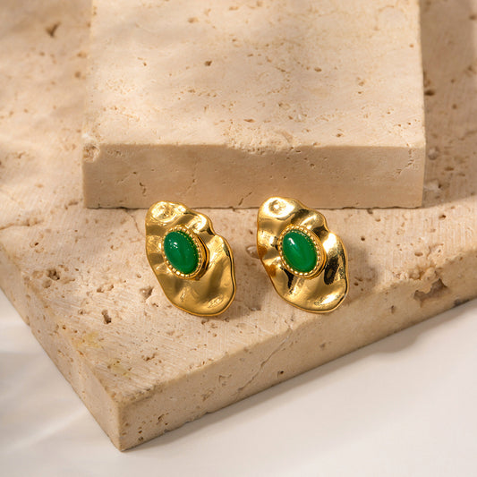 Geometric Emerald Earrings