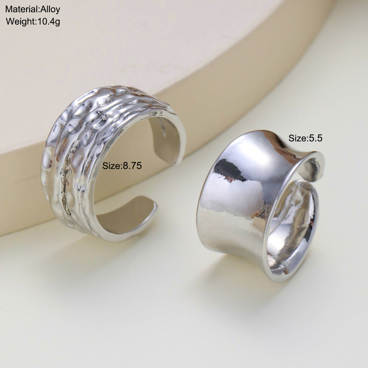 Irregular Wide Hammered Ring Set