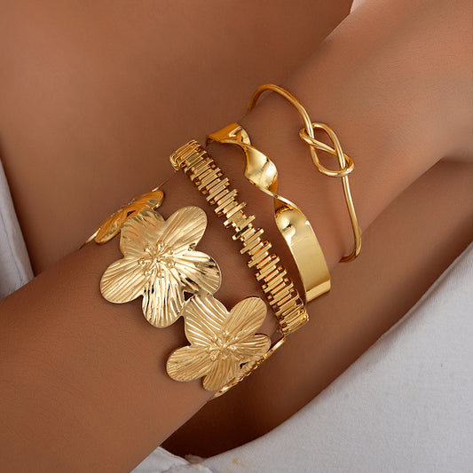 4-Piece Knotted Flower Bracelet Set