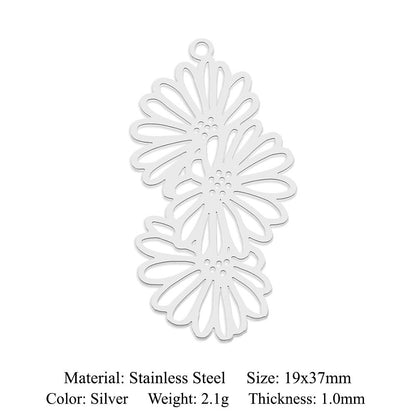 5 pcs/pack, mushroom flower titanium steel pendant.