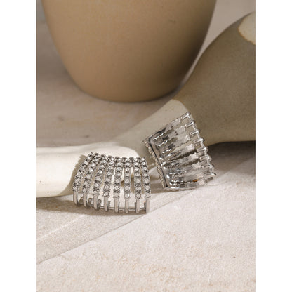 Diamond titanium steel earrings