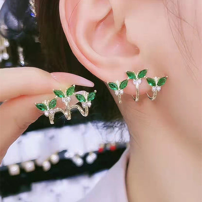 Green Butterfly Diamond Earrings