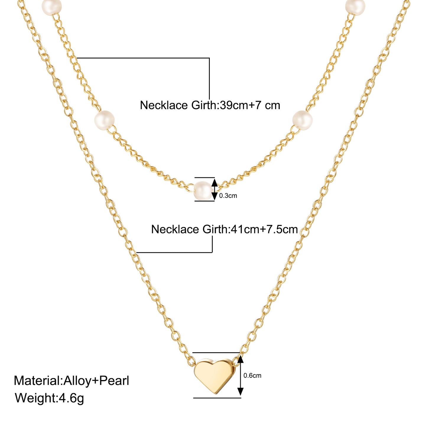 Copper Heart Pearl Multi-layer Clavicle Necklace