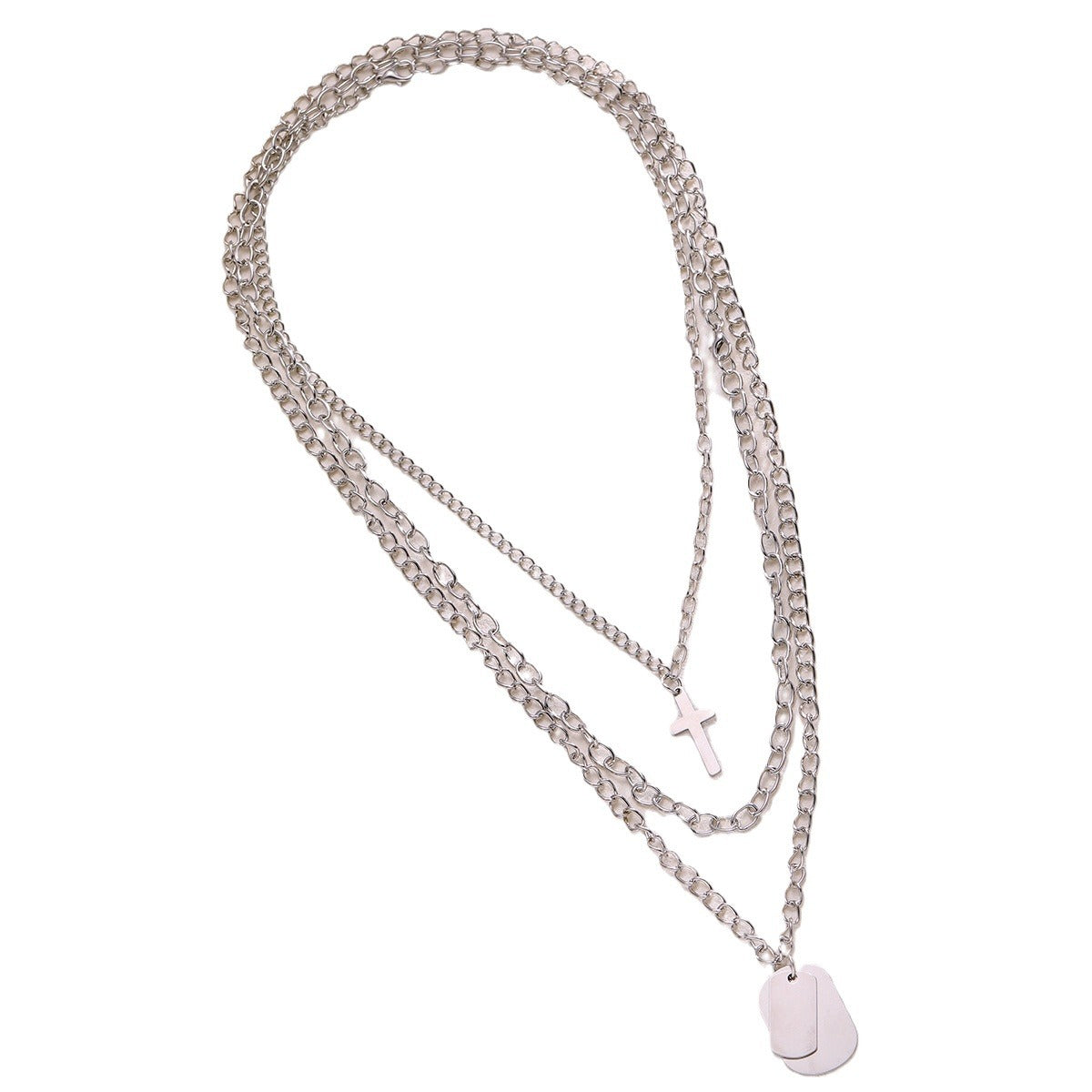Cross tag three-piece necklace