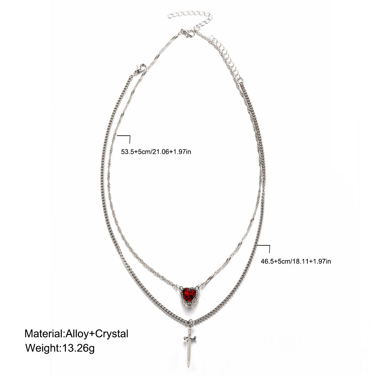Arrow Through Heart Dagger Necklace