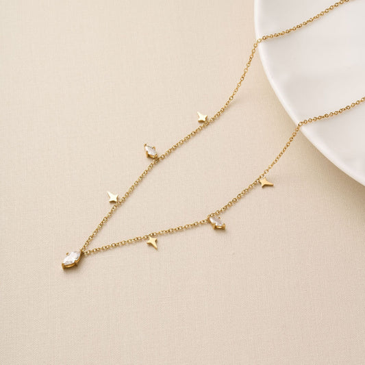 Rhombus Crystal Tassel Necklace