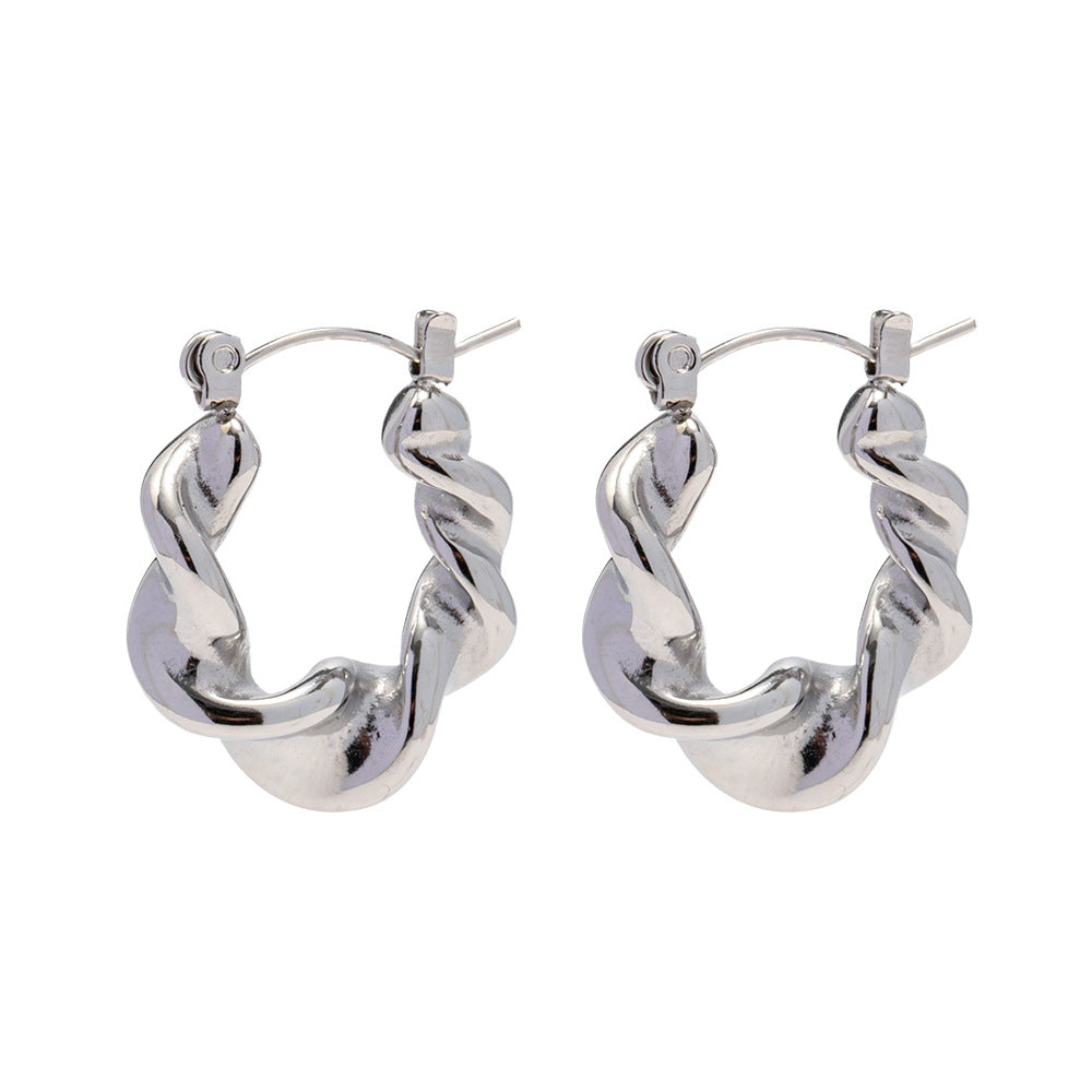 Stainless Steel Twisted Hoop Earrings