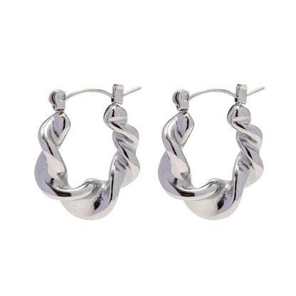 Stainless Steel Twisted Hoop Earrings