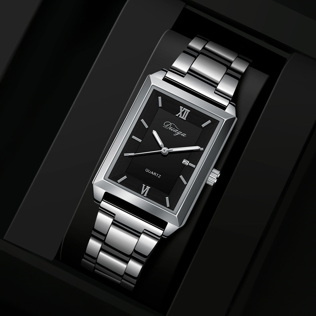 Square Quartz Watch Cross Jewelry Set