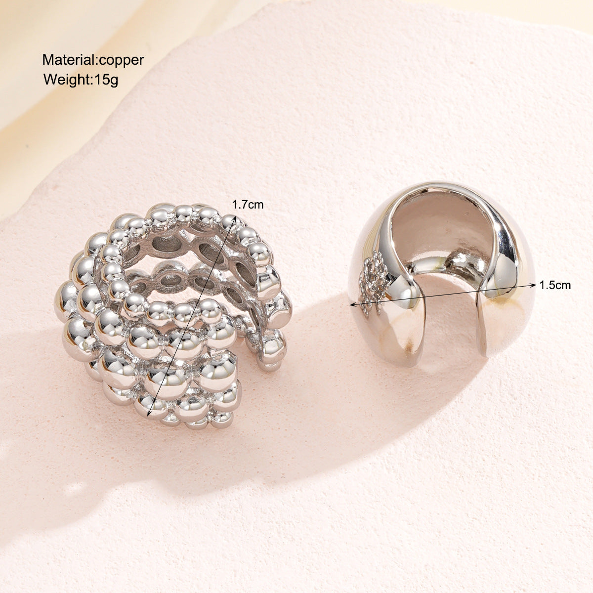 Beaded C-Shaped Earclip Set