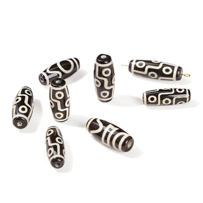 Coffee highland barley Tibetan agate three-eye nine-eye dzi beads loose beads