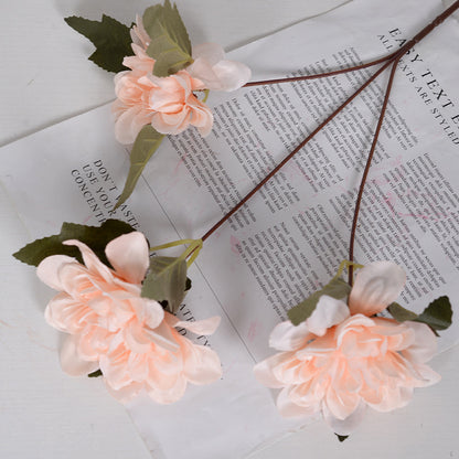 Simulation flower 3 heads dahlia silk flower fake flower peony flower