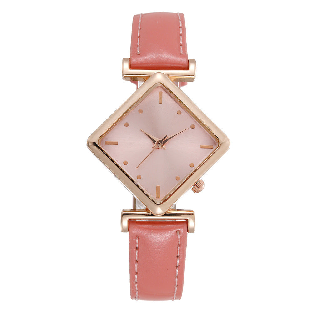 Glossy Leather Strap Womens Watch