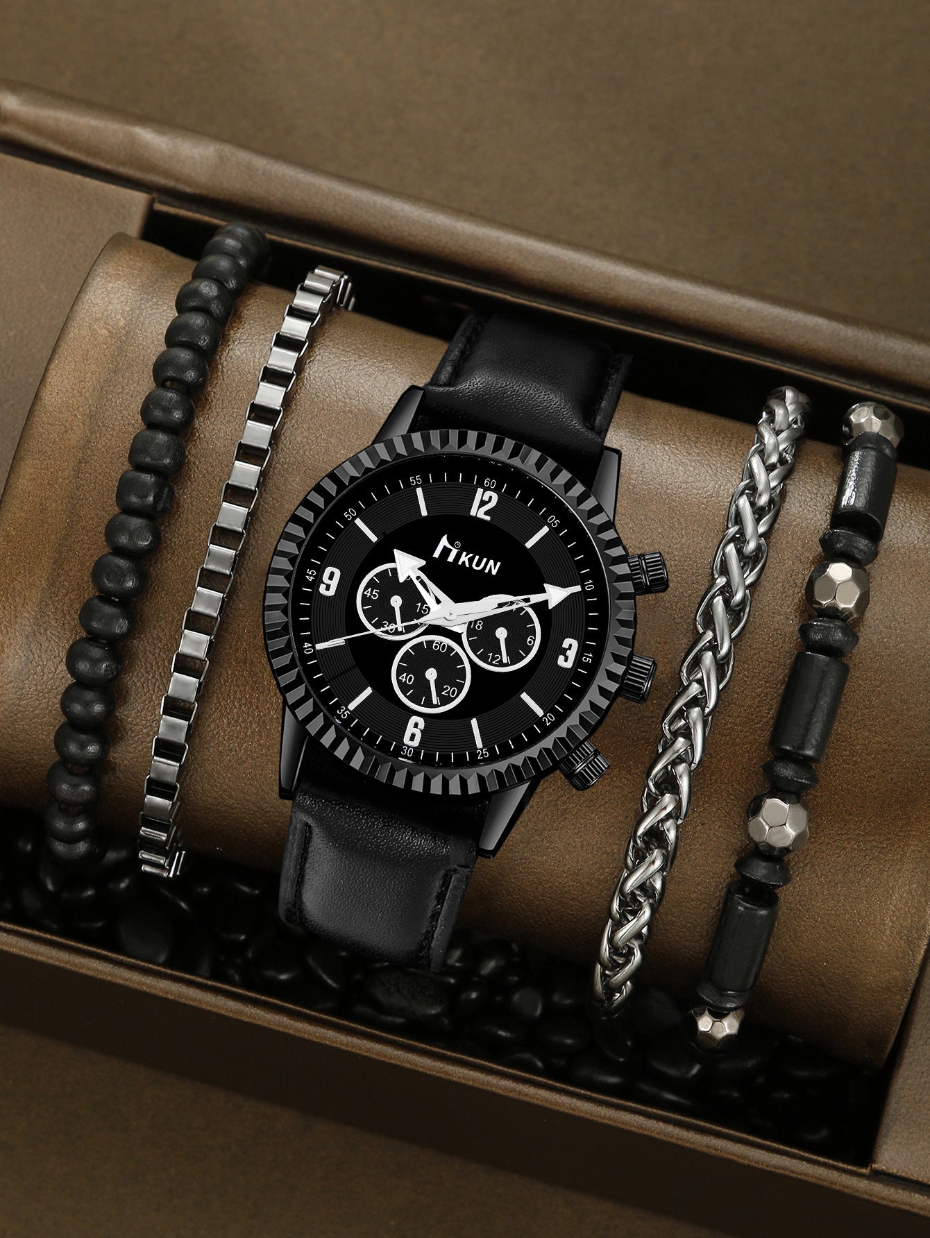 Sports Watch Beaded Bracelet Set