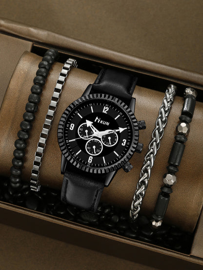 Sports Watch Beaded Bracelet Set