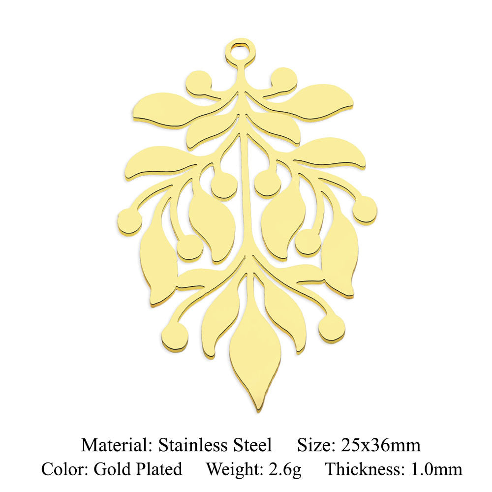 5 pcs/pack, mushroom flower titanium steel pendant.