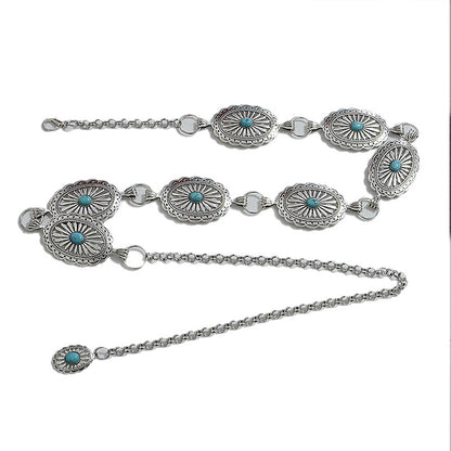 Elliptical Textured Metal Waist Chain