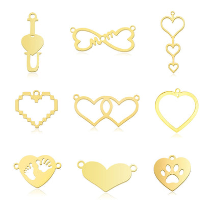 Paquete de 5 unidades, colgante de acero de titanio con diamantes de amor, colgante de huella digital. 