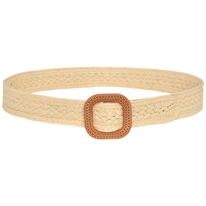 Round Buckle Braided Belt Women's Round Square Buckle