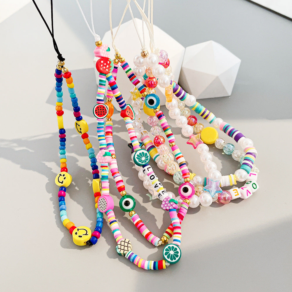 Beaded Soft Pottery Phone Lanyard