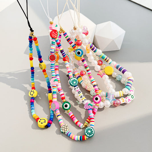 Beaded Soft Pottery Phone Lanyard