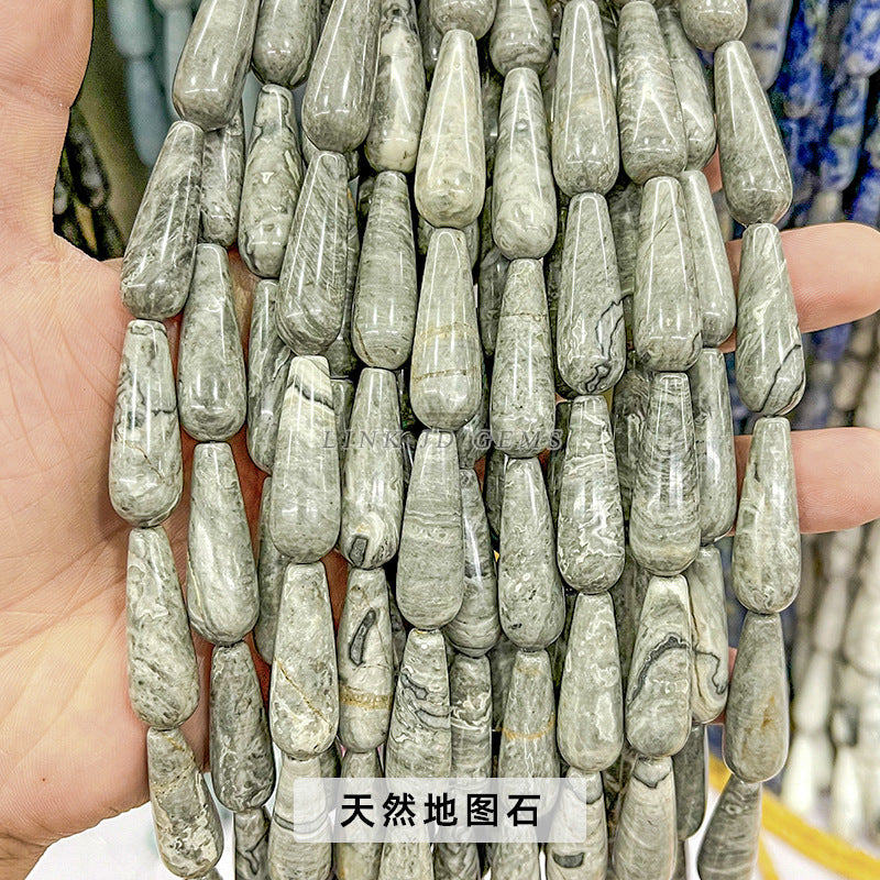 Cuentas sueltas con forma de gota de agua y agujero recto de ágata de jade de 10 * 30 mm 
