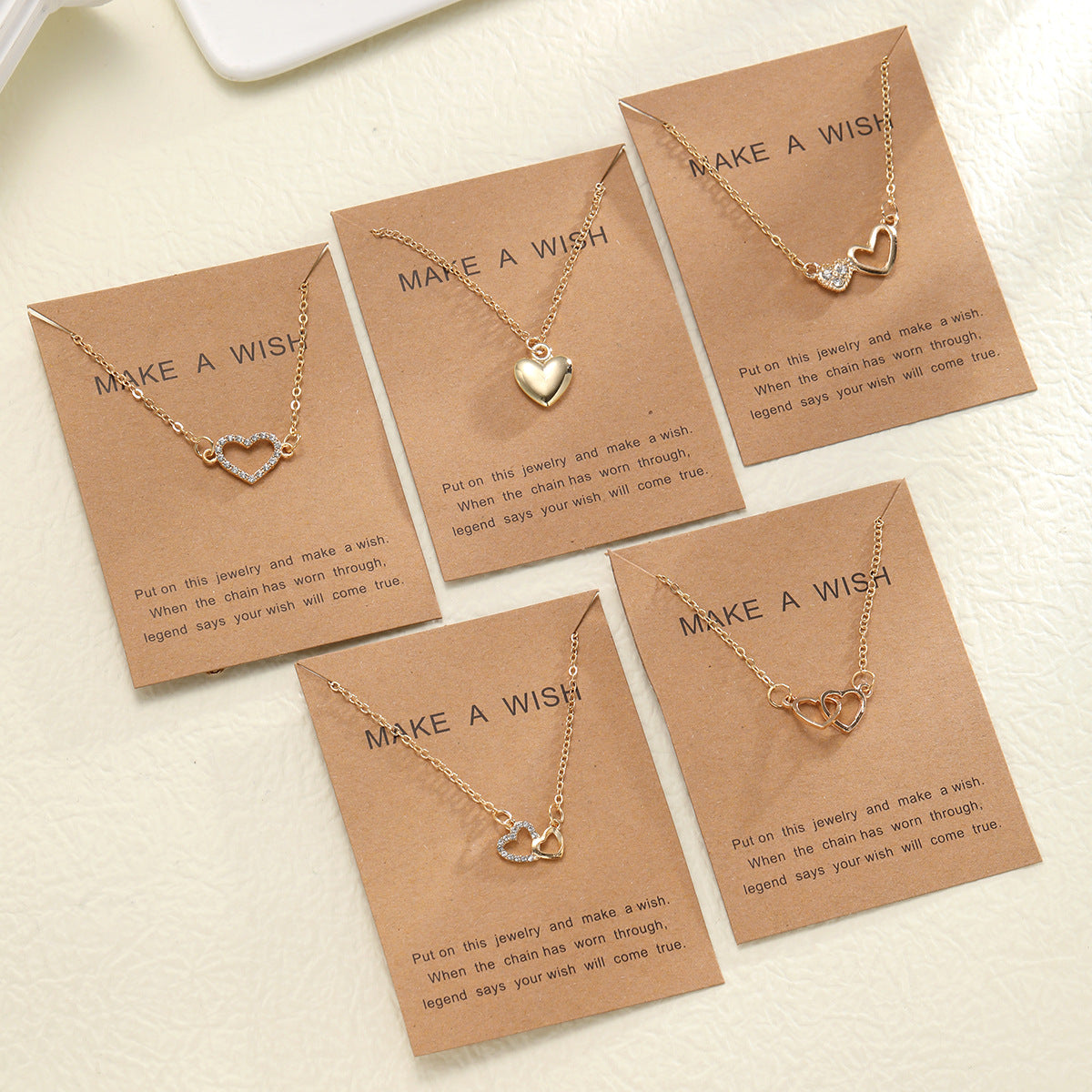 Hollow Love Point Drill Necklace Set (5-Piece)