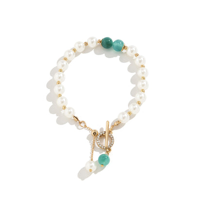 Pulsera vintage de imitación de perla y circonita