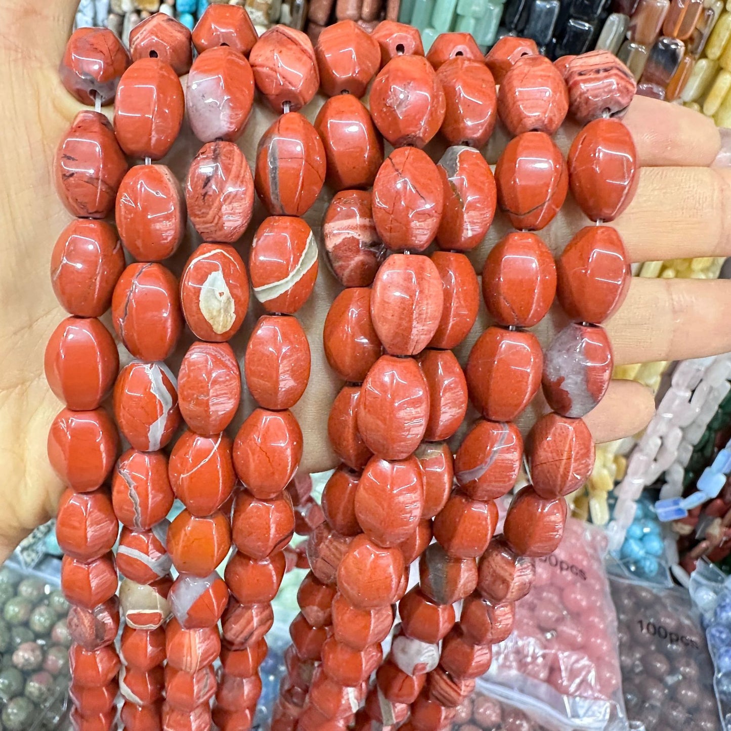 Cristal 28pcs contas de arroz hexagonais 10*14MM contas soltas 